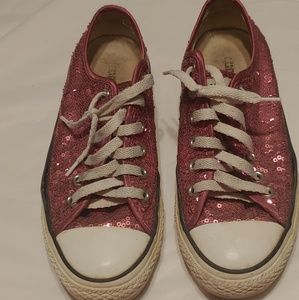 Pink sequin converse shoes